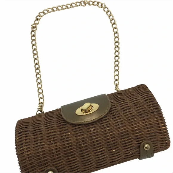 Wicker Metallic Bronze Turn Key Clutch Bag - Picture 6 of 8